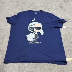 Karl Lagerfeld Paris Mens Knight Graphic T-Shirt Navy Blue XXL Cotton Tee